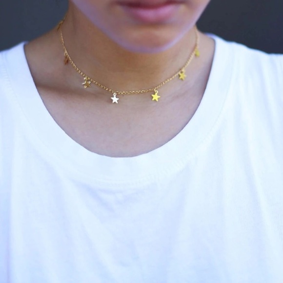 7 Star Choker Gold Star Necklace - Picture 3 of 4